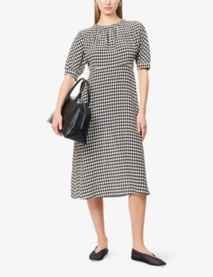S MAX MARA: Charlotte Geometric-Print Silk Midi Dress