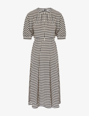 S MAX MARA: Charlotte Geometric-Print Silk Midi Dress