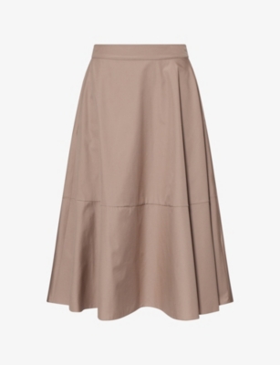 S MAX MARA: Desy Flared Cotton-Poplin Midi Skirt