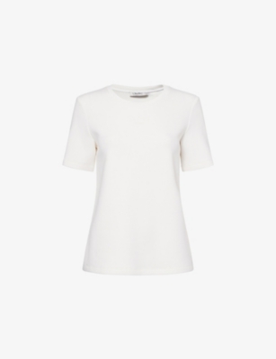 S MAX MARA: Tubo Brand-Embroidery Stretch-Cotton Blend T-Shirt
