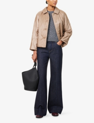 Max Mara The Cube Womens Honey Greens Padded Shell Jacket In Brown