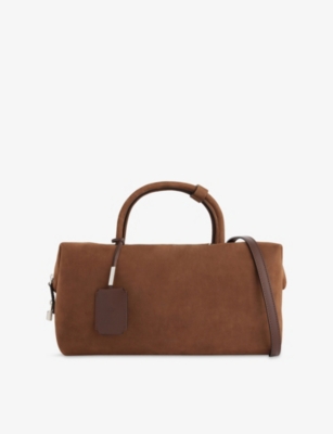 Max Mara Womens Dark Brown Brand-embossed Large Nubuck-leather Tote Bag In Brown