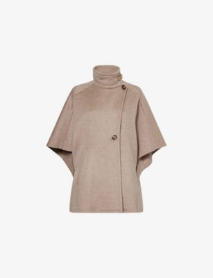 MAX MARA: Derrik Funnel-Neck Cashmere Cape Coat