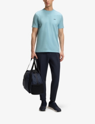 Hugo Boss Logo-detail Crew-neck T-shirt In Blue