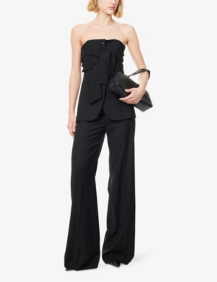 Max Mara Womens Black Veruska Strapless Wool Corset Top