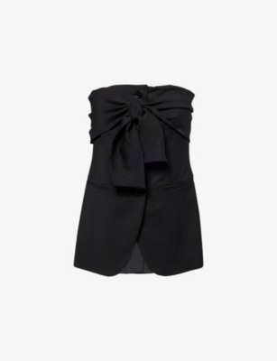 Max Mara Womens Black Veruska Strapless Wool Corset Top