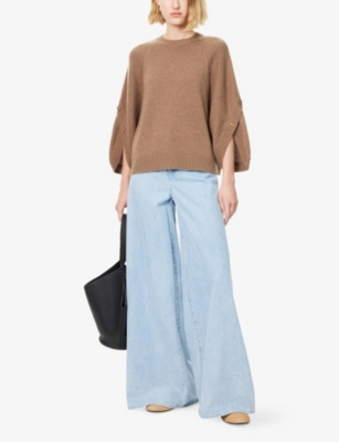 Max Mara Womens Hazelnut Brown Ampex Round-neck Wool And Cashmere-blend Jumper In Brown