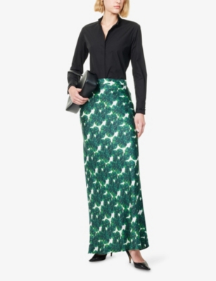 MAX MARA: Recital Floral-Print Silk Maxi Skirt