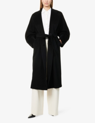 Max Mara Womens Black Madame Belted Wool And Cashmere Coat In Black