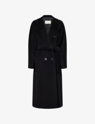 Max Mara Womens Black Madame Belted Wool And Cashmere Coat In Black