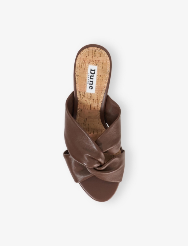 Kacee Twist-Strap Leather Wedge Mules