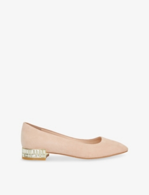 Dune Womens Nude Suede Ballerina Suede Ballet Flats Eur 39 / 6 Uk