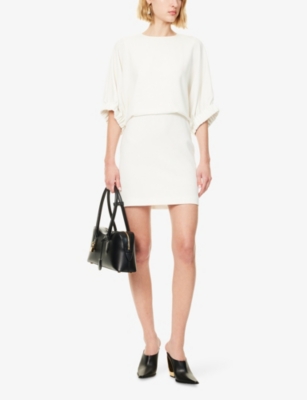 Max Mara Womens Rum Short-sleeve Woven Mini Dress White In White