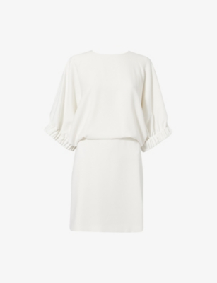 Max Mara Womens Rum Short-sleeve Woven Mini Dress White In White