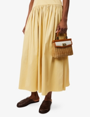 Rodo Womens  Small Willow Paris Woven And Leather Top-handle Bag