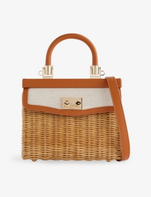 Rodo Womens  Small Willow Paris Woven And Leather Top-handle Bag