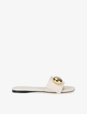LOEWE: Pebble Flat Leather Slides