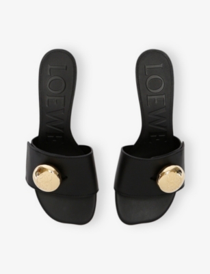 Loewe 450mm Pebble-embellished Leather Sandals In Black