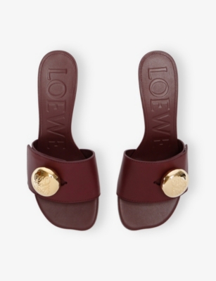 Loewe 45mm Pebble-embellished Leather Sandals In Burgundy