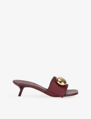 Loewe 45mm Pebble-embellished Leather Sandals In Burgundy