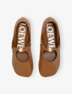 Loewe Leather Pebble Soft Ballet Flats In Brown