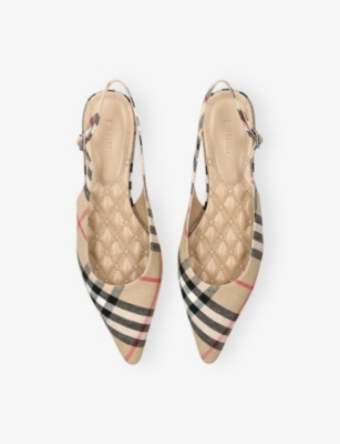 BURBERRY: Dame Sling-Back Woven Courts