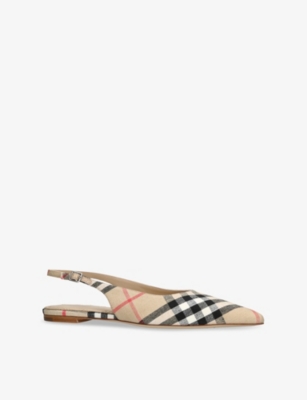 BURBERRY: Dame Sling-Back Woven Courts