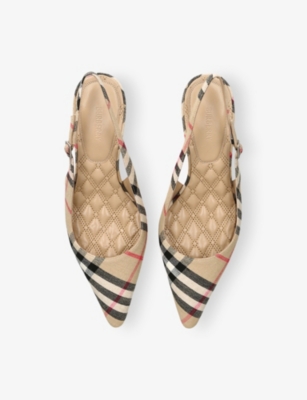 Burberry Check Print Slingbacks With Laminated Accents
