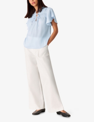 WHISTLES: Frill-Sleeve Tie-Front Woven Blouse