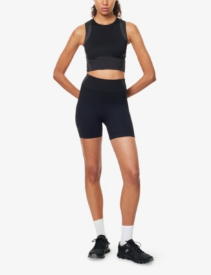 On Womens Black Eclipse Studio Slim-fit Jersey Knitted Shorts In Black