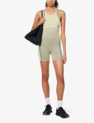 On Womens Caper Scoop-neck Striped Knitted Bodysuit In Gray