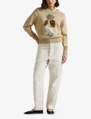 Polo Ralph Lauren Beige Cotton Polo Bear Jumper In Neutral
