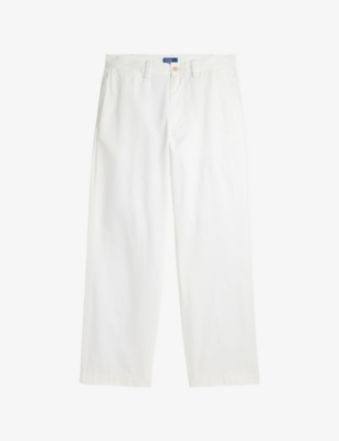 Womens Polo Ralph Lauren Straight-Leg Mid-Rise Cotton Trousers