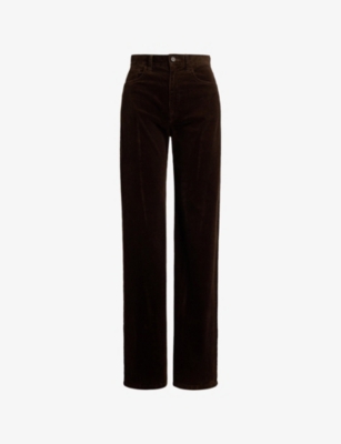 Polo Ralph Lauren Womens Dark Beech Wide-leg High-rise Cotton-corduroy Trousers In Brown
