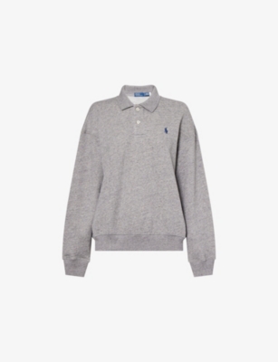 POLO RALPH LAUREN: Brand-Embroidery Long-Sleeves Cotton-Blend Polo Sweatshirt