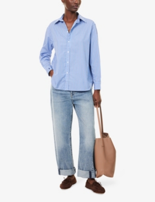 POLO RALPH LAUREN: Striped Curved-Hem Cotton-Poplin Shirt