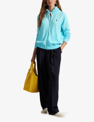 POLO RALPH LAUREN: Logo-Embroidered Zip-Up Cotton-Blend Hoody
