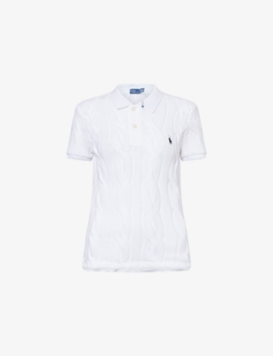 POLO RALPH LAUREN: Cable-Knit Short-Sleeves Cotton Polo Shirt