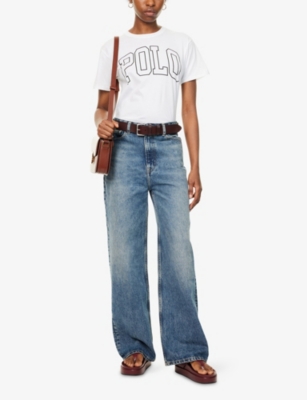 POLO RALPH LAUREN: Logo-Text Round-Neck Cotton T-Shirt