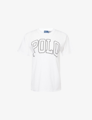 POLO RALPH LAUREN: Logo-Text Round-Neck Cotton T-Shirt