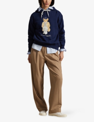 Polo Ralph Lauren Brushed Cotton Blend Sweatshirt With Iconic Polo Bear In Blue