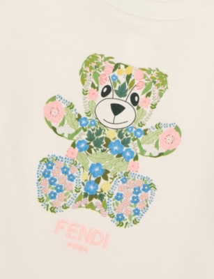 FENDI: Floral Bear-Print Cotton-Jersey T-Shirt 18-36 Months