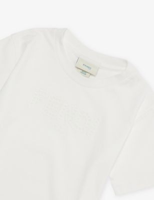 FENDI: Brand-Embroidery Round-Neck Cotton-Jersey T-Shirt 4-12 Years