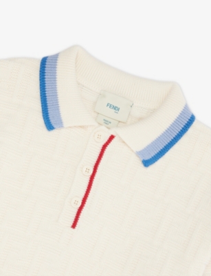 FENDI: Stripe-Trim Cotton-Knit Polo Shirt 8-12+ Years