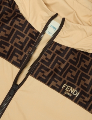 Fendi Boy's Ff Monogram Windbreaker In Neutral