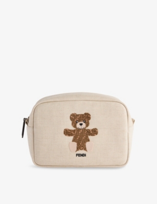 Fendi Multi-coloured Embroidered-logo Canvas Toiletry Case In Multi