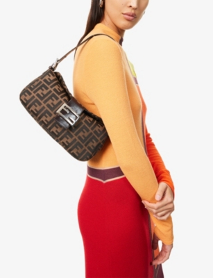 RESELFRIDGES: Pre-Loved Fendi Zucca Flap Canvas Shoulder Bag