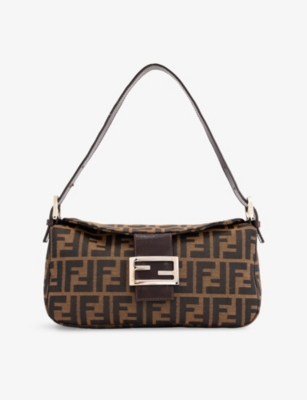 RESELFRIDGES: Pre-Loved Fendi Zucca Flap Canvas Shoulder Bag