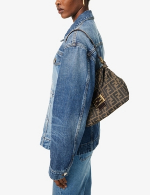RESELFRIDGES: Pre-Loved Fendi Zucca Canvas Double Flap Canvas Shoulder Bag