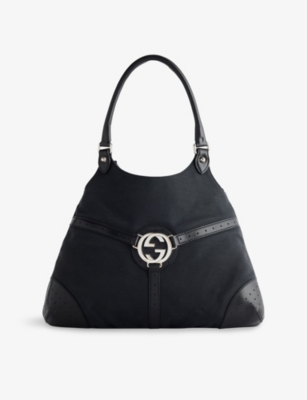 RESELFRIDGES: Pre-Loved Gucci Canvas Shoulder Bag